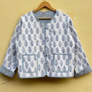 hand block printed quilted jacket. Wm L (M fit)